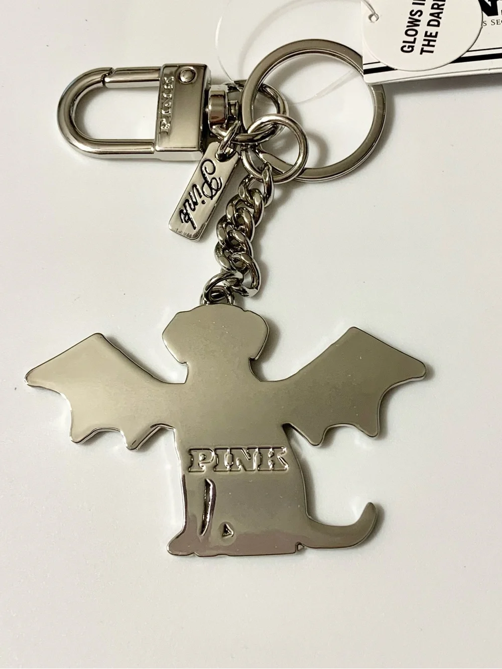 Victorias Secret PINK Vampire Bat Puppy Dog Glow-in-the-Dark Keychain Charm NWT